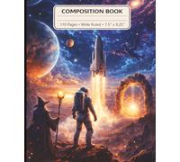 Worlds Collide: Sorcery & Spaceflight Composition Book: An Epic Sci-Fi Fantasy Mashup Featuring Dragons, Rockets, and Magic Portals - Wide Ruled Notebook for Students, Gamers, and Creative Writers