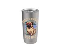 World's Coolest Pug Dad Cool Vintage Occhiali da sole Pug Daddy Bicchiere termico in acciaio inox doppia parete