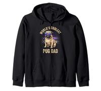 World's Coolest Pug Dad Cool Vintage Occhiali da Sole Pug Daddy Felpa con Cappuccio