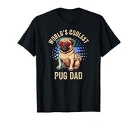 World's Coolest Pug Dad Cool Vintage Occhiali da Sole Pug Daddy Maglietta