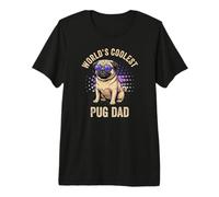 World's Coolest Pug Dad Cool Vintage Occhiali da Sole Pug Daddy Maglietta Premium
