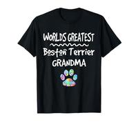 Worlds Greatest Boston Terrier Nonna Cute Dog Paw Print Maglietta