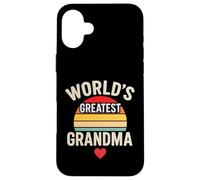 Worlds Greatest Grandma Retro Sunset Heart Custodia per iPhone 16 Plus