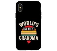Worlds Greatest Grandma Retro Sunset Heart Custodia per iPhone X/XS