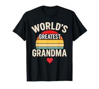 Worlds Greatest Grandma Retro Sunset Heart Maglietta