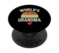 Worlds Greatest Grandma Retro Sunset Heart PopSockets PopGrip Adesivo