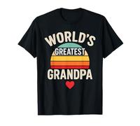 World's Greatest Grandpa Ever Retro Sunset Heart Maglietta