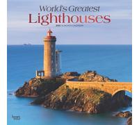 World's Greatest Lighthouses 2025 12 x 24 pollici Monthly Square Wall Calendar Foil Stamped Cover Plastic-Free