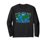 World's Most Great Planet On Earth Funny Bootleg Map Maglia a Manica