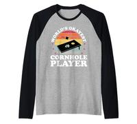 Worlds Okayest Cornhole Player Uomini Donne Bambini Divertente Maglia con Maniche Raglan