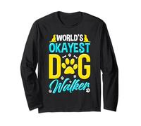 World's Okayest Dog Walker Funny Pet Amante Maglia a Manica