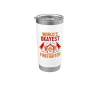 World's Okayest Firefighter Proud Firefighters For Dad Men Bicchiere termico in acciaio inox doppia parete