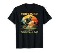 World's Okayest Pickleball Dad Funny Player Vintage Retro Maglietta