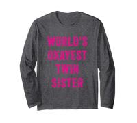 World's Okayest Twin Sister Divertente Sarcastico Sorella Amore Maglia a Manica