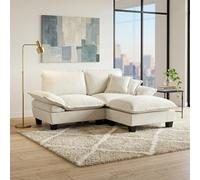 Worletty Divano cloud, divano angolare modulare, divano cloud con design a barca a vela, include 1 pouf mobile e 2 morbidi cuscini, comodo rivestimento in ciniglia per soggiorno e appartamenti (beige)