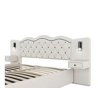 Worletty Letto imbottito, letto matrimoniale, telaio letto, 180 x 200 cm, piatto imbottito, testiera integrata, meccanismo di sollevamento idraulico, porta USB, colore beige