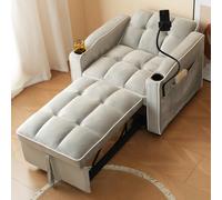 Worletty Sedia a sdraio, 3 in 1, divano letto singolo, allungabile, con portabevande e supporto per cellulare, perfetta per piccoli spazi, 83 x 167 x 76 cm (grigio antico)