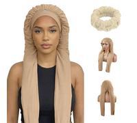 WORLUDE Cuffia per capelli lunghi per dormire, 2 in 1, protezione per trecce lunghe e scudo UV, con elastico per capelli, morbido, traspirante e liscio, per donne che dormono, cuffia per dormire per