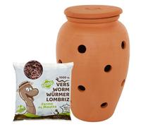 WORMacotta | Lombricomposter 6,5L in terracotta da seppellire | 250 gr di vermi di Compost | Trasforma la tua fioriera in lombricomposter | Composta i tuoi rifiuti organici