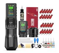 WORMHOLE PRO - Kit di pistola per tatuaggi wireless, 2 batterie, alimentazione da 1.800 mAh, penna intelligente per tatuaggi, 20 aghi per tatuaggi con batteria extra RCA, motore senza spazzole