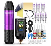 Wormhole Tattoo Kit pistola Kit macchina tatuaggio wireless Kit completo tatuaggio kit penna tatuaggio kit ricaricabile Cordless tatuaggio alimentatore portatile 1.800mAh con display digitale LED per