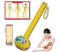 Wormwood Massage Hammer,Long Handle Mugwort Meridian Massage Hammer,26/31 cm,with Natural Plant Ingredients,Ideal for Back Pain Relief,It is your Best Choice to Visit the Elderly (Yellow,31cm)