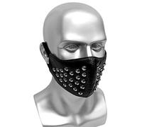 WORNEW Maschere in Pelle Punk Maschera Punk da Uomo con Rivetti Maschere in Pelle PU Nera Maschere Gotiche Hip-Hop da Donna Maschere Steampunk