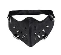 WORNEW Maschere in Pelle Punk Maschera Steampunk Nera Unisex Rock Rider Gothic PU Mezza Maschera con Borchie in Pelle Masquerade Mezza Maschera Maschere Steampunk