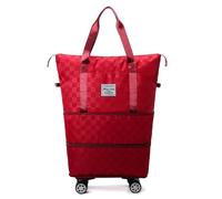Worparsen Borsa da palestra con scomparti Comoda borsa portaoggetti per On-The-go 36-55l Borsa portaoggetti espandibile con ruote girevoli staccabili Viaggio Palestra Di più, Rosso