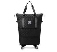Worparsen Borsa da palestra con scomparti Comoda borsa portaoggetti per On-The-go 36-55l Borsa portaoggetti espandibile con ruote girevoli staccabili Viaggio Palestra Di più, Nero