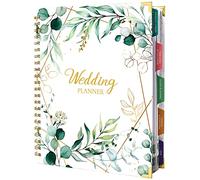 WORPICE Wedding Planner & Organizer - Agenda e Organizer per la Sposa, 9,5 x 11,9 Diario Regalo di Fidanzamento, Copertina Rigida + Angolo in Metallo + 5 Tasche Interne + Adesivo + Chiusura Elastica