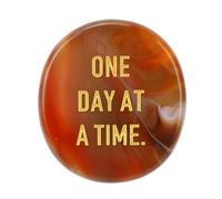 Worry Stone One Day At A Time Inspirational Enhance Confidence Give Power Thumb Stone for Anxiety (Red Agate)