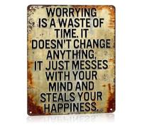 Worrying Is A Waste Of Time Motivational Metal Sign Retro 12x8 Inch