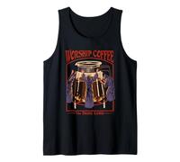 Worship Coffee Dark Lord Sarcastic Vintage Funny Adult Humor Canotta