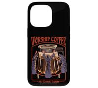 Worship Coffee Dark Lord Sarcastic Vintage Funny Adult Humor Custodia per iPhone 13 Pro