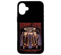 Worship Coffee Dark Lord Sarcastic Vintage Funny Adult Humor Custodia per iPhone 16 Plus