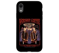 Worship Coffee Dark Lord Sarcastic Vintage Funny Adult Humor Custodia per iPhone XR