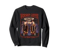 Worship Coffee Dark Lord Sarcastic Vintage Funny Adult Humor Felpa