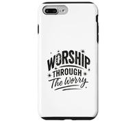 Worship Through The Worry Retro Distressed Lettering Custodia per iPhone 7 Plus/8 Plus