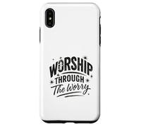 Worship Through The Worry Retro Distressed Lettering Custodia per iPhone XS Max