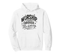 Worship Through The Worry Retro Distressed Lettering Felpa con Cappuccio