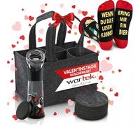 wortek Divertente regalo per uomini di compleanno - Borsa da uomo apribottiglie birra con contenitore di raccolta in feltro e calzini - Regali di birra per uomini calzini divertenti 41-45 uomini