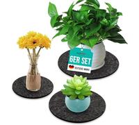 wortek Set di 6 sottobicchieri rotondi in feltro per la protezione da graffi e macchie - Set di sottobicchieri per vasi, bicchieri, piatti, vasi di fiori & Co - diametro di 15, 20 e 25 cm