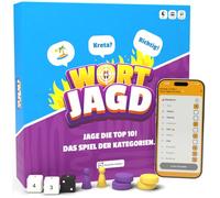 Wortjagd - Caccia i primi 10, categorie duello - Quiz sulla conoscenza generale per amici e familiari, gioco da tavolo con app per 2-12 giocatori, gioco di festa con ritmo