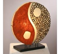 Woru Lampada da tavolo Ying Yang su base in legno 33 cm Woru