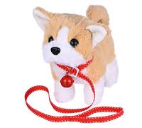 WorWoder Giocattolo pastorale in peluche per cuccioli di cane interattivo, elettronico, per camminare, abbaiare, scodinzolare, allungare, compagno per bambini (cane pastorale)