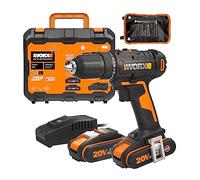 WORX 18 V(20V MAX) Trapano Avvitatore Cordless WX108.2, PowerShare, Avvitatore a Batteria Max 45 Nm, con Batterie 2x 2.0Ah e 30 Punte, 2 Velocità, LED, Mandrino Autoserrante da 13 mm
