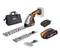 WORX 18V (20V MAX) Forbici per Erba e Arbusti a Batteria Set WG801E.4, PowerShare, Tosaerba e Sfoltirami, Forbici da prato 20 cm,Tosasiepi da 12 cm, Coltello da Erba da 10 cm, Caricabatterie Rapido
