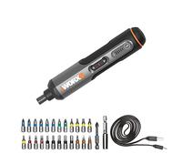 WORX Mini cacciavite elettrico WX240 da 3,6 V (4 V max) con coppia a 3 marce, potenza 5 Nm, 24 punte per cacciavite, luce LED, leggero, senza fili, ricarica USB C, ideale per progetti di montaggio e