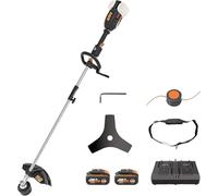 WORX Nitro WG186E Tagliaerba multiutensile 40 V (2 x 20 V) | PowerShare | Include 2 batterie 2 Ah e caricatore | Asse multifunzione per accoppiare sega, tagliasiepi o spazzola